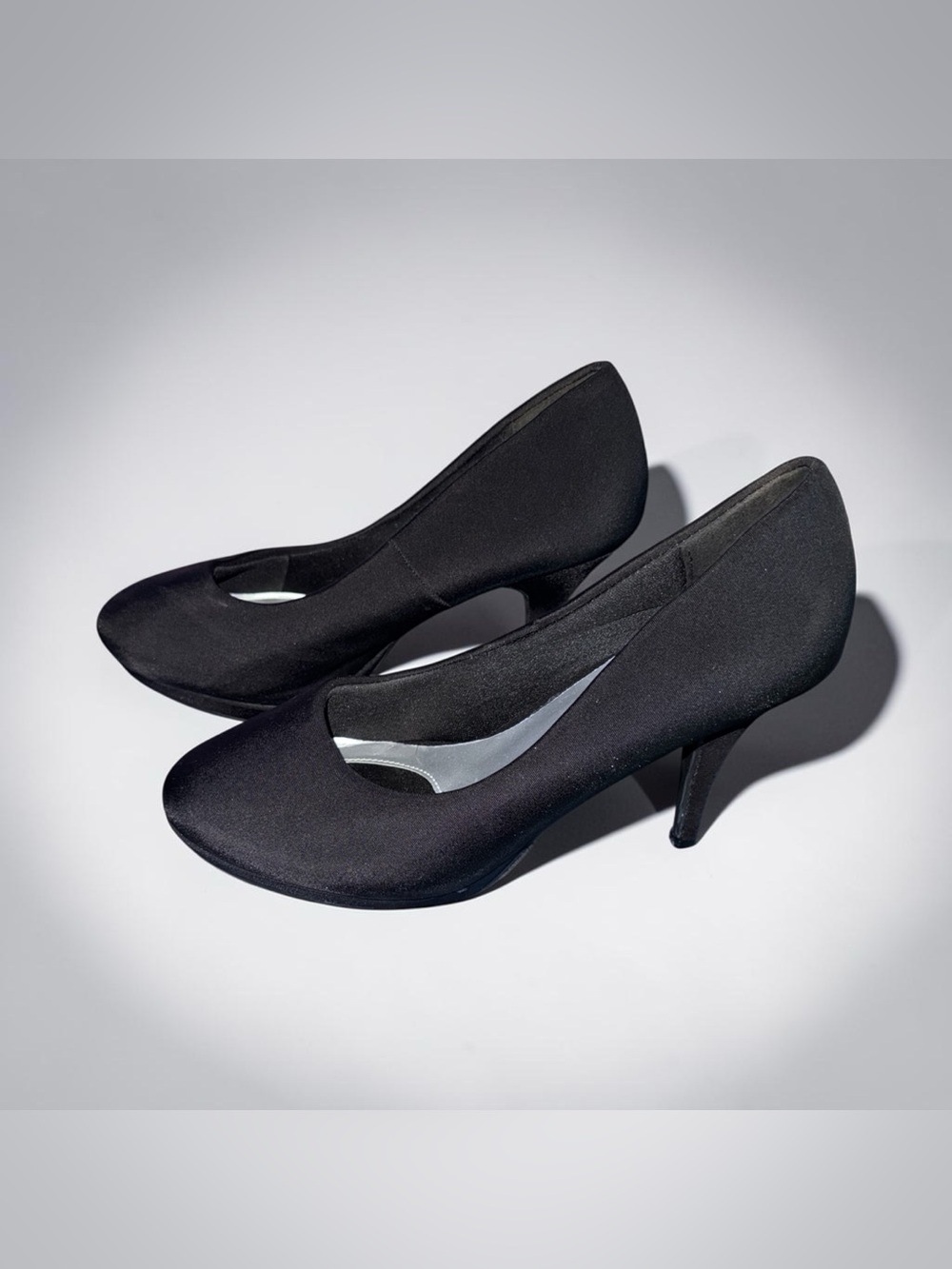 It's OK Black Comfort Heels with Cushioned Silver Insole